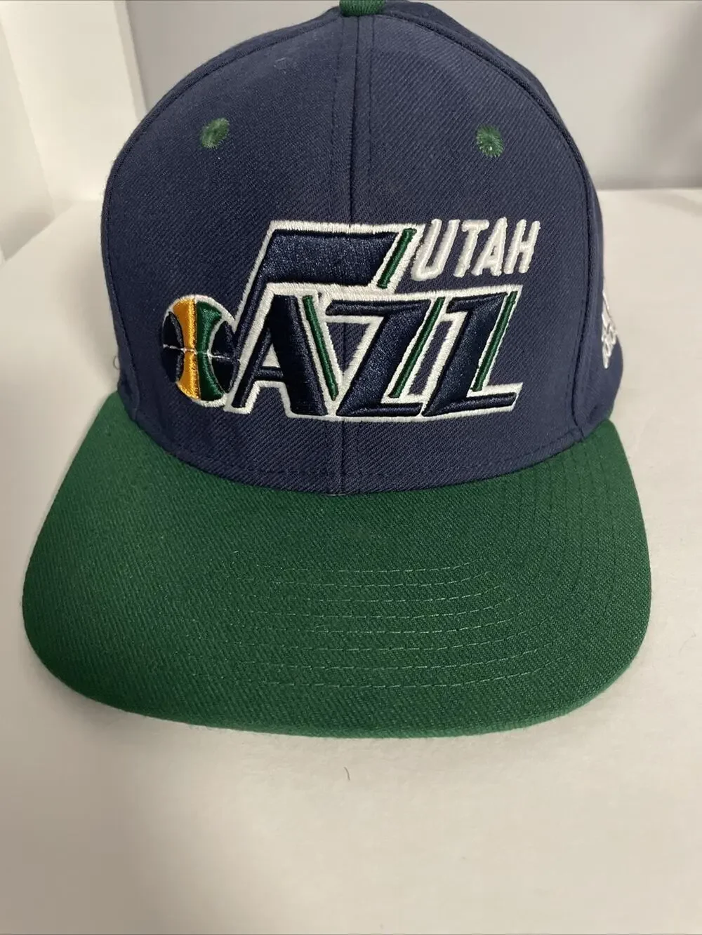 Adidas Utah Jazz Snap Back Hat Green Bill Blue Cap Embroidered Men’s
